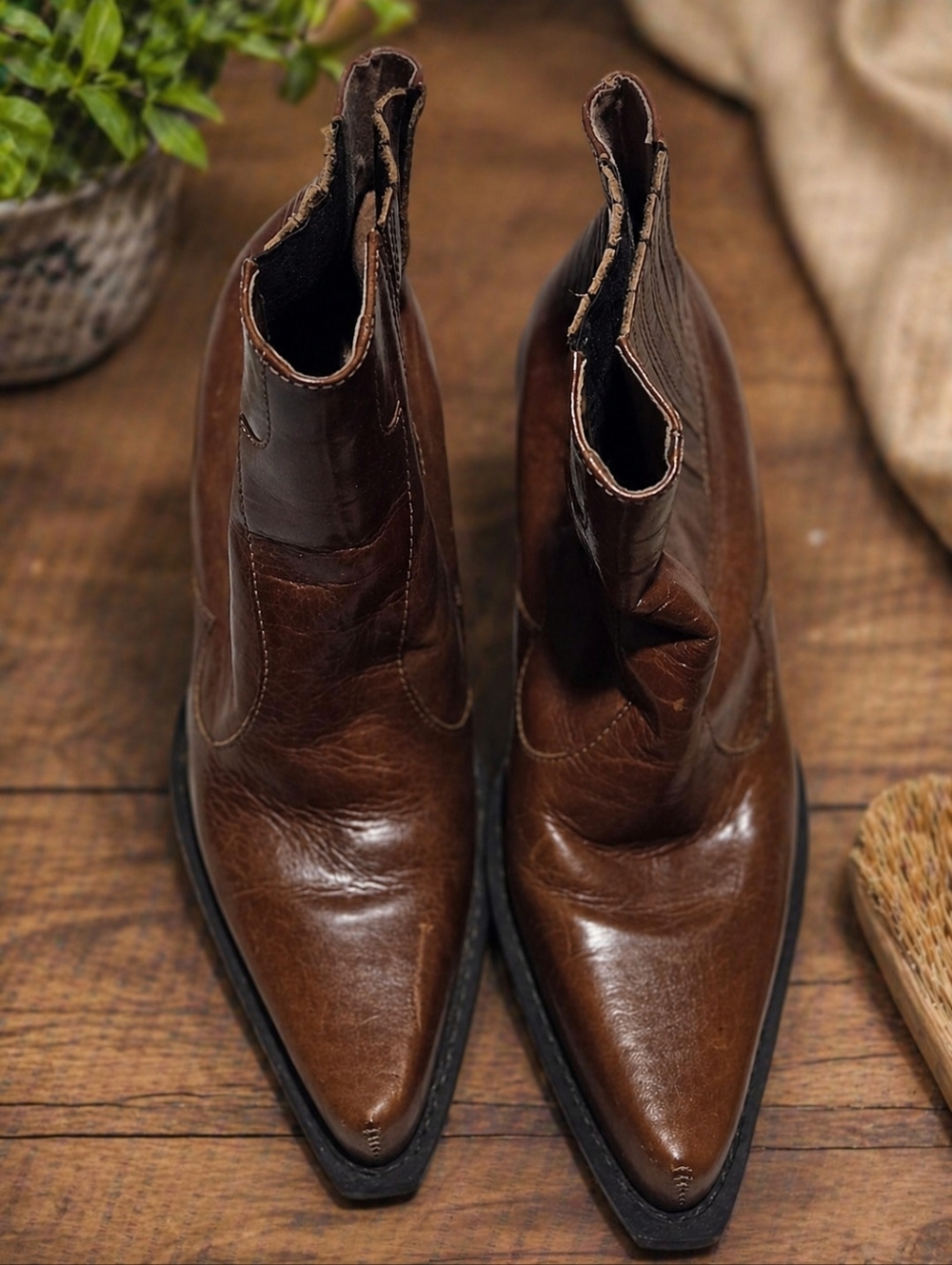 MIA Brown Leather Ankle Boot